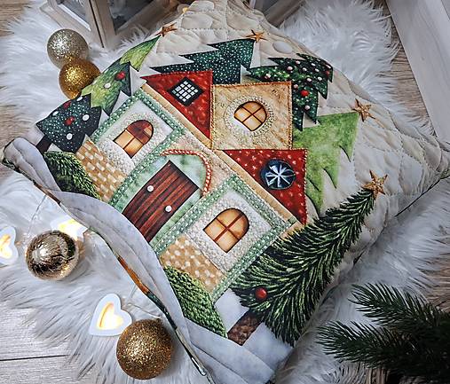 Úžitkový textil - Vianočné obliečky na vankúše,,patchwork" (B) - 17957386_