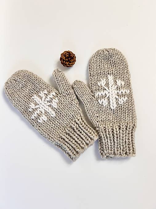 Rukavice - Palčiaky.  (Béžová) - 17957603_