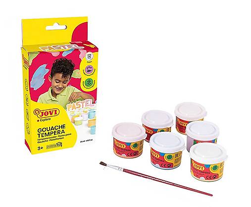 - 60% JOVI PASTEL temperové farby, 6x35 ml + štetec, pôvod.cena 7,90€