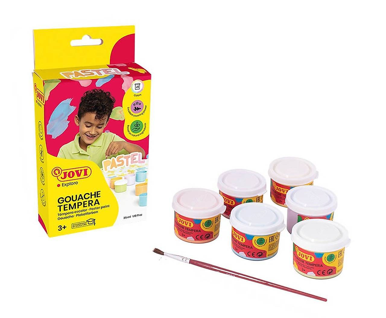 - 60% JOVI PASTEL temperové farby, 6x35 ml + štetec, pôvod.cena 7,90€