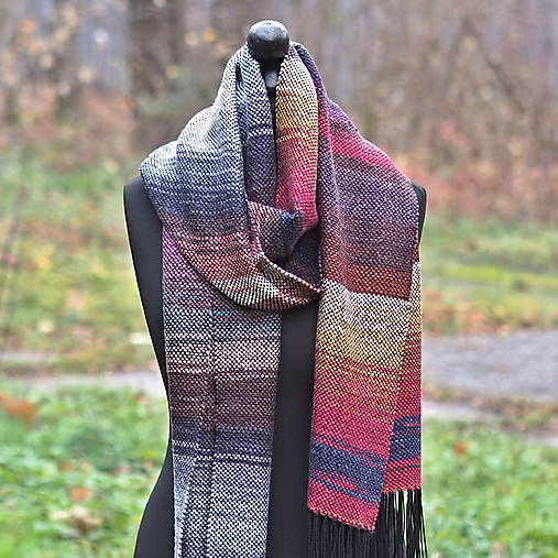 Šály a nákrčníky - RUČNĚ TKANÝ ŠÁL - PLÉD - JANKA - 17956892_