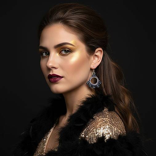 Náušnice - Korálkové náušnice NOČNÁ GALAXIA - 17957029_