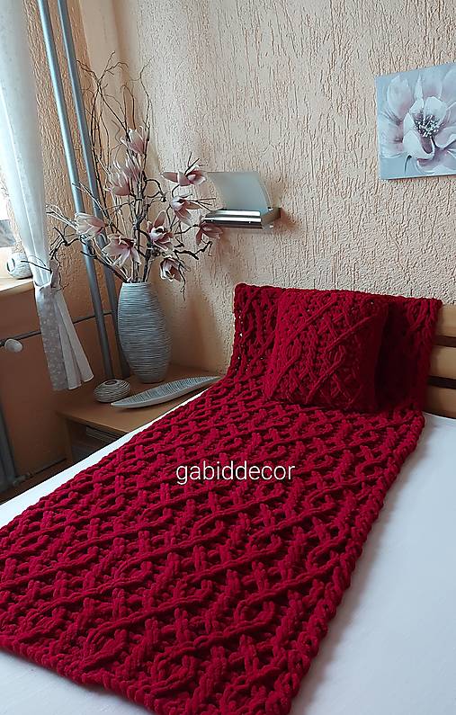 Jemnučká a ľahká deka z priadze alize puffy - šedá  (Deka, rozmer cca (190 x 75) cm, farba bordová/vínová č. 107)