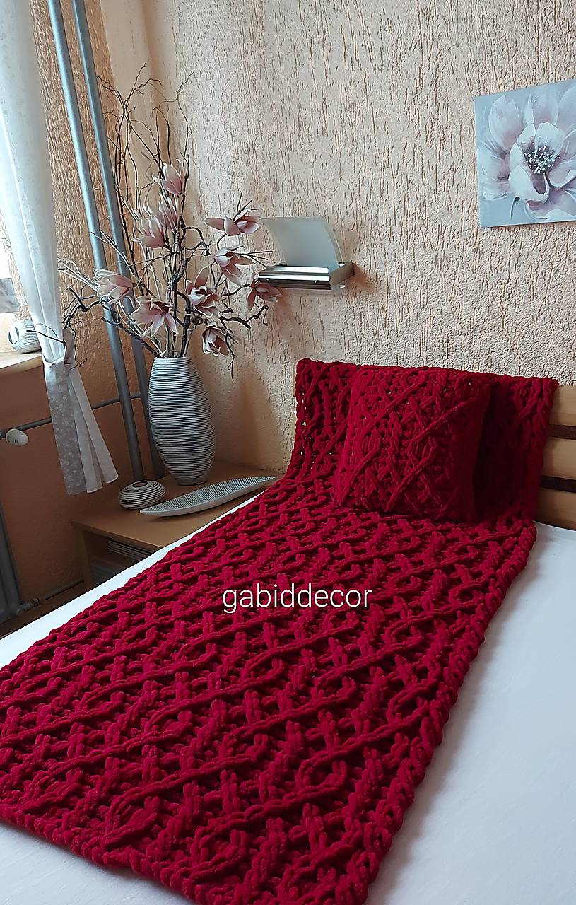 Jemnučká a ľahká deka z priadze alize puffy - šedá  (Deka, rozmer cca (190 x 75) cm, farba bordová/vínová č. 107)