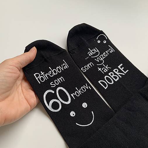 Maľované tmavomodré ponožky k narodeninám (čierne so smajlíkom)