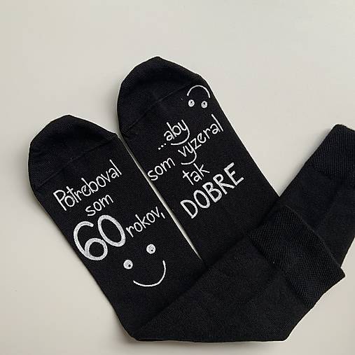 Maľované tmavomodré ponožky k narodeninám (čierne so smajlíkom)