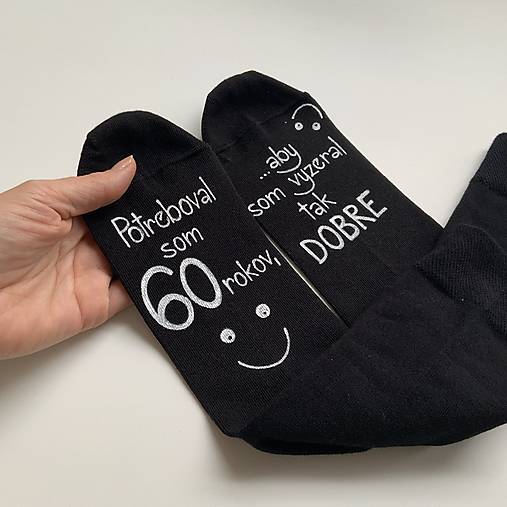Maľované tmavomodré ponožky k narodeninám (čierne so smajlíkom)