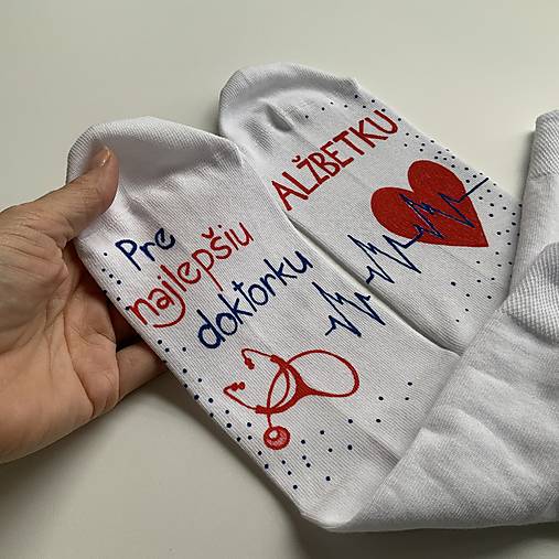 Maľované ponožky pre pani doktorku (pre najlepšiu  doktorku s menom 2)