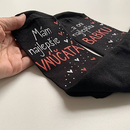Maľované ponožky pre najlepšiu BABKU/najlepšieho DEDKA, ktorá má najlepšie vnúčatká (čierne)