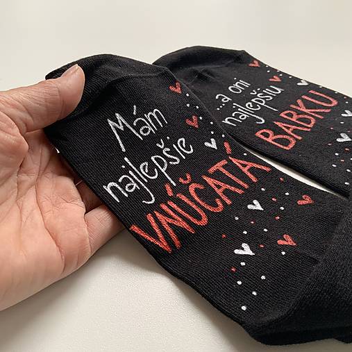 Maľované ponožky pre najlepšiu BABKU/najlepšieho DEDKA, ktorá má najlepšie vnúčatká (čierne)
