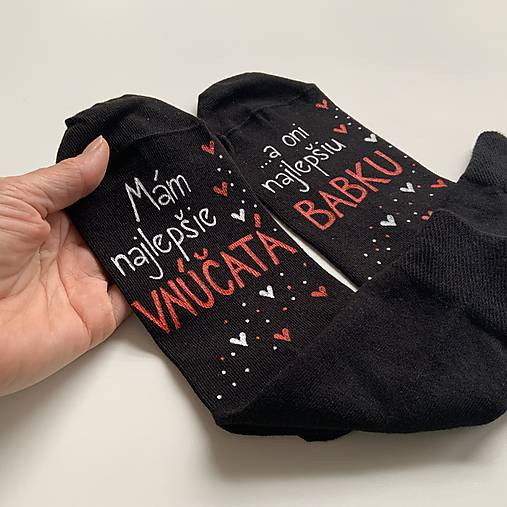 Maľované ponožky pre najlepšiu BABKU/najlepšieho DEDKA, ktorá má najlepšie vnúčatká (čierne)