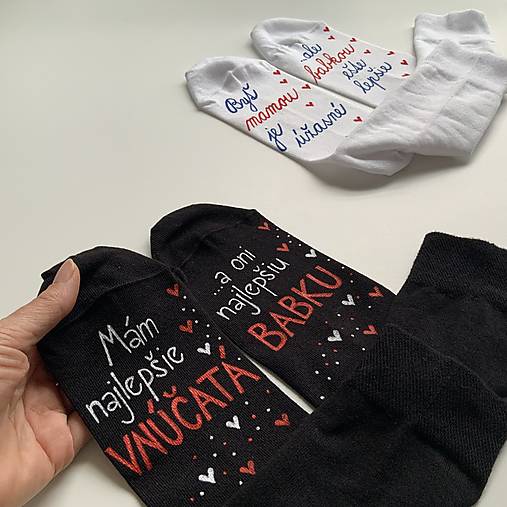 Maľované ponožky pre najlepšiu BABKU/najlepšieho DEDKA, ktorá má najlepšie vnúčatká (čierne)