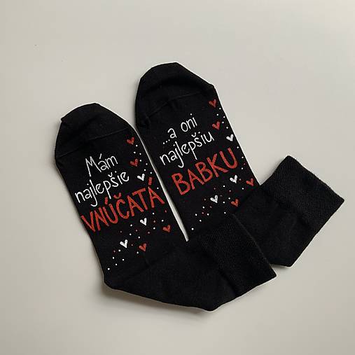 Maľované ponožky pre najlepšiu BABKU/najlepšieho DEDKA, ktorá má najlepšie vnúčatká (čierne)