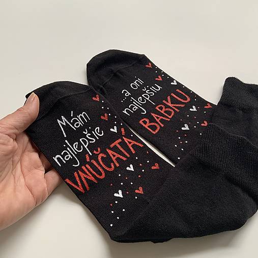 Maľované ponožky pre najlepšiu BABKU/najlepšieho DEDKA, ktorá má najlepšie vnúčatká (čierne)