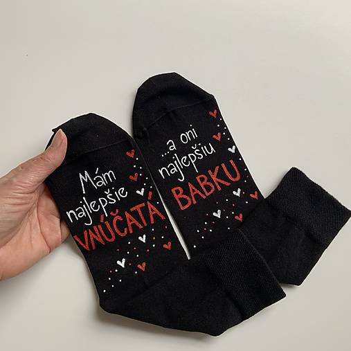 Maľované ponožky pre najlepšiu BABKU/najlepšieho DEDKA, ktorá má najlepšie vnúčatká (čierne)