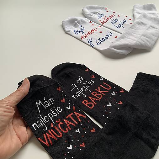 Maľované ponožky pre najlepšiu BABKU/najlepšieho DEDKA, ktorá má najlepšie vnúčatká (čierne)
