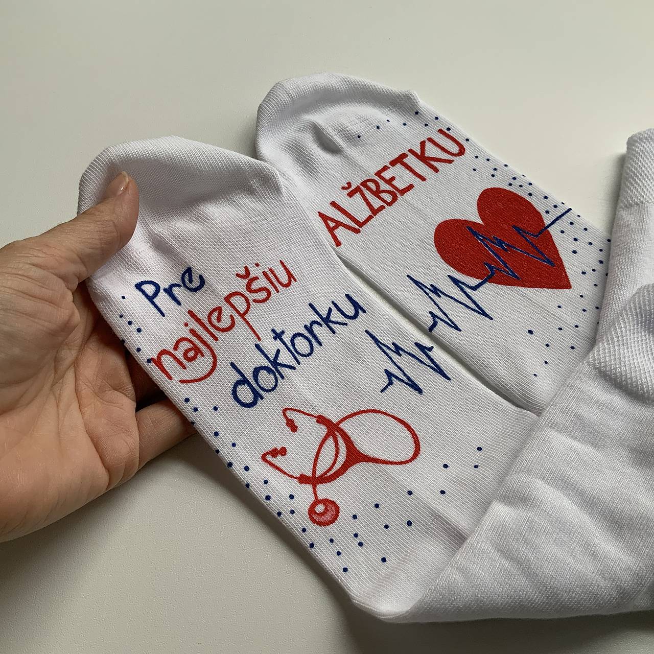 Maľované ponožky pre pani doktorku (pre najlepšiu  doktorku s menom 2)