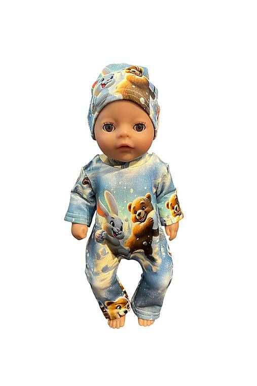 Hračky - Pyžamko pre bábiku BABY BORN 36 cm - macko a zajac - 17955643_