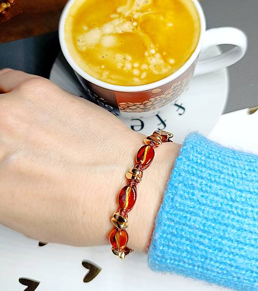 Náramky - Káva nad zlato – makramé náramok - 17956420_