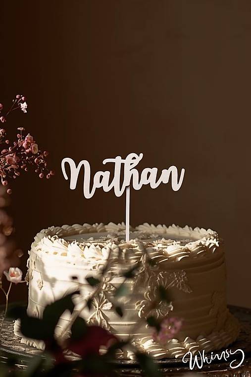 Dekorácie - Personalizovaný drevený zápich do torty - Meno 2 - 17957806_
