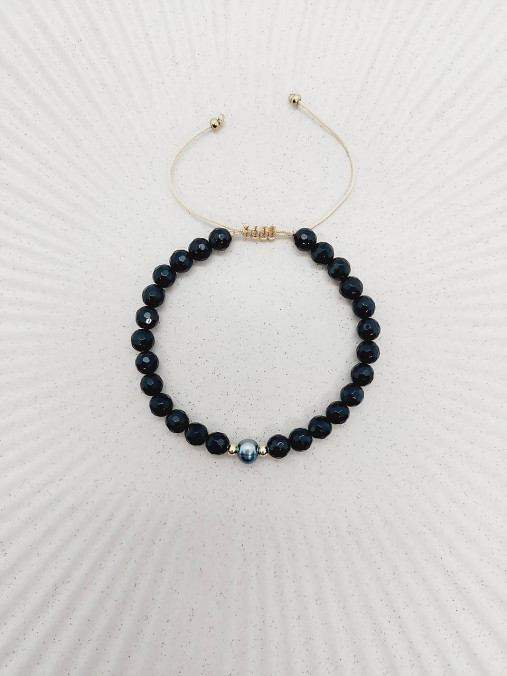 Náramky - Náramok ónyx, perla - 17959198_