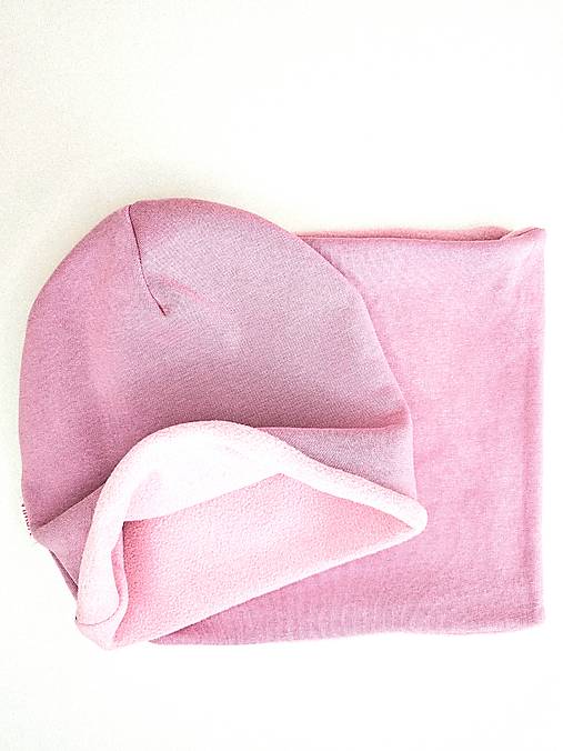 Čiapka/nákrčník na zimu "old pink"