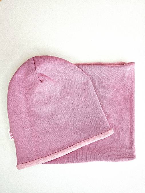 Čiapka/nákrčník na zimu "old pink"