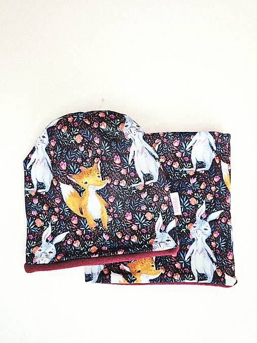 Čiapka/nákrčník na zimu "rabbit&fox"
