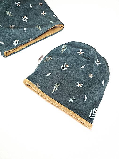 Čiapka/nákrčník na zimu "zelený les"