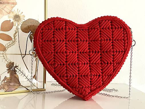 Kabelky - Cervena srdieckova kabelka - 17960818_