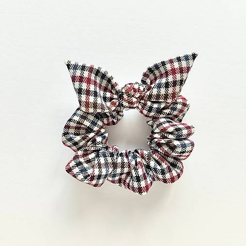 Scrunchie károvaná (Bielo-bordovo-čierna)