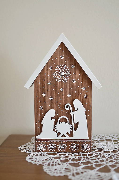 Drevený ručne maľovaný betlehem