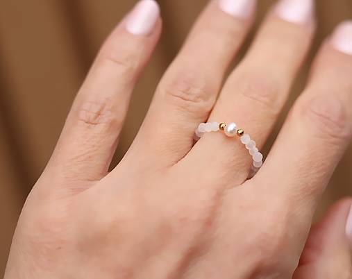 Prsteň mesačný kameň, perla