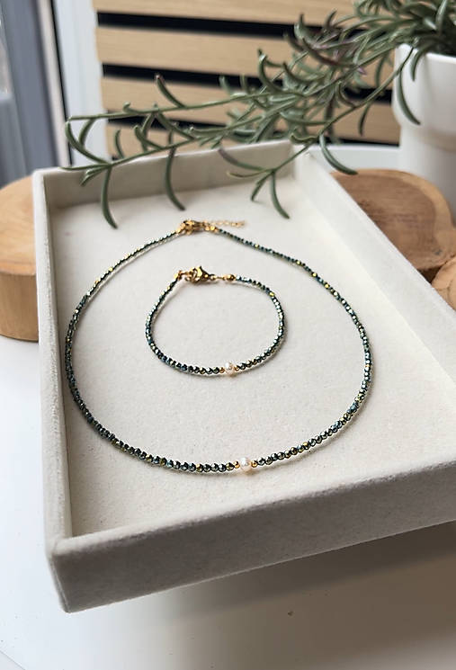 Tenký náramok zirkon, perla