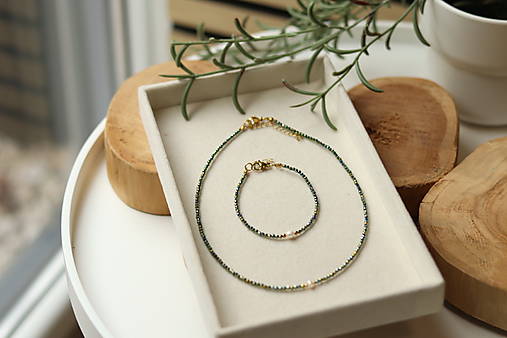 Náhrdelník zirkon green flash, perla