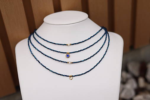 Náhrdelník zirkon blue flash, perla