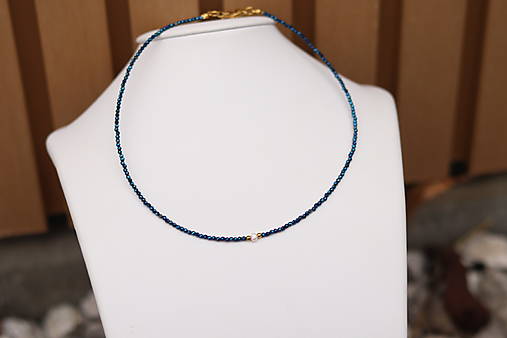 Náhrdelník zirkon blue flash, perla