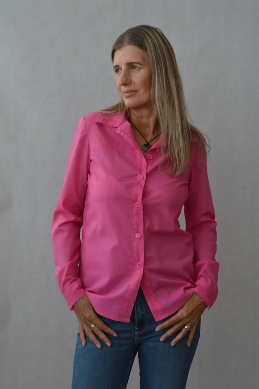 Blúzky a košele - Handmade dámska košeľa pink  zo 100% bavlny - 17962093_