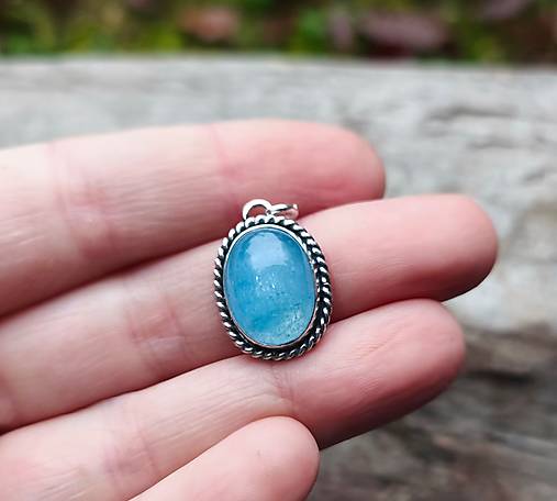 Strieborný Prívesok s Akvamarínom