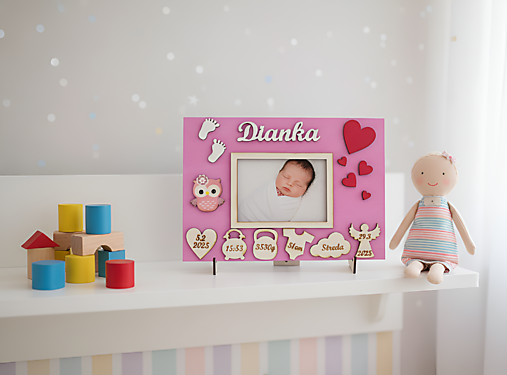 Detské doplnky - Rámik s údajmi o národení so stojanom - 17961485_