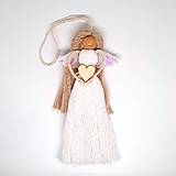 Dekorácie - Macramé anjelik (biela) - 17964526_