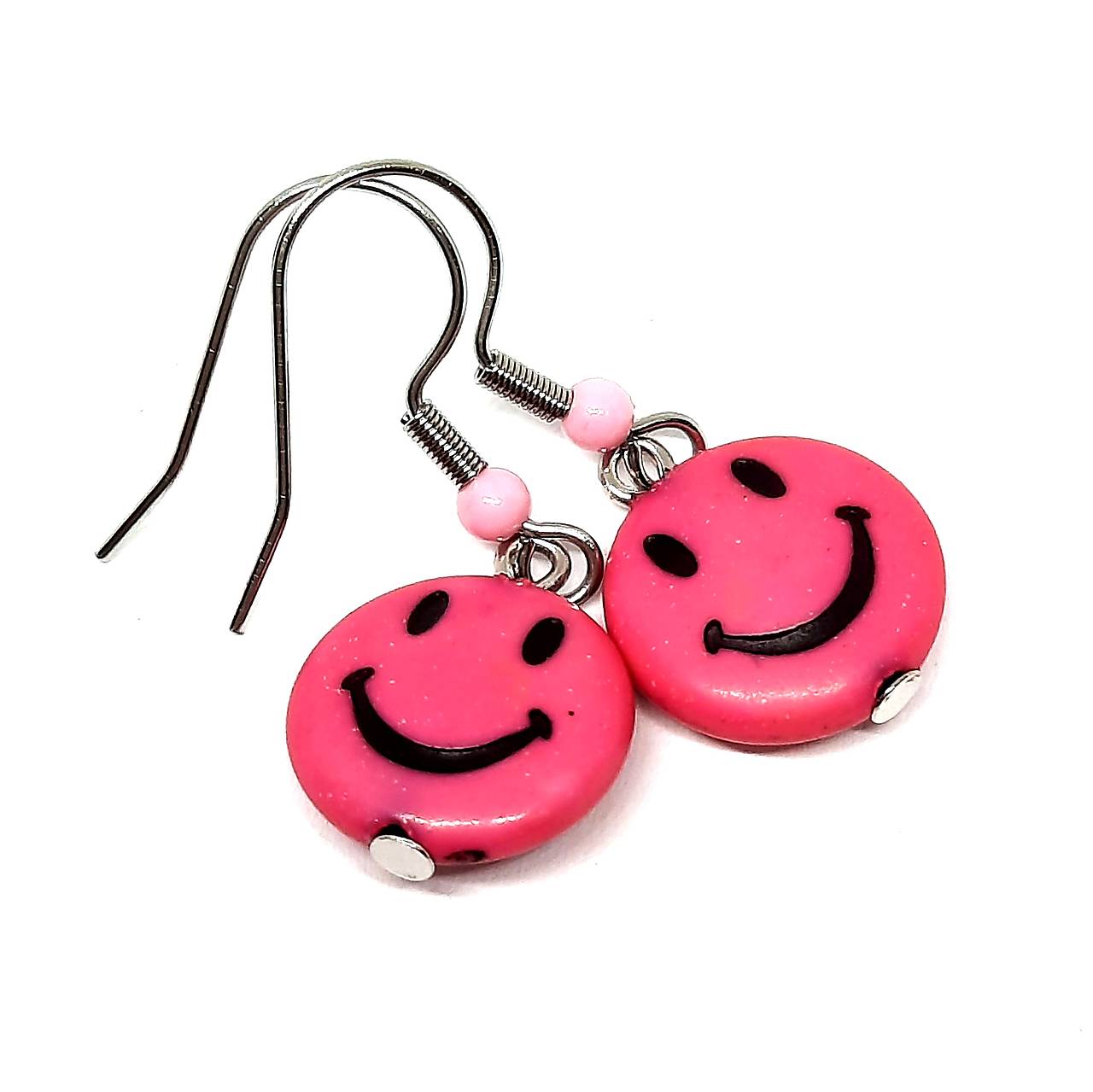 Náušnice SMAJLÍK (ružová ostrá)