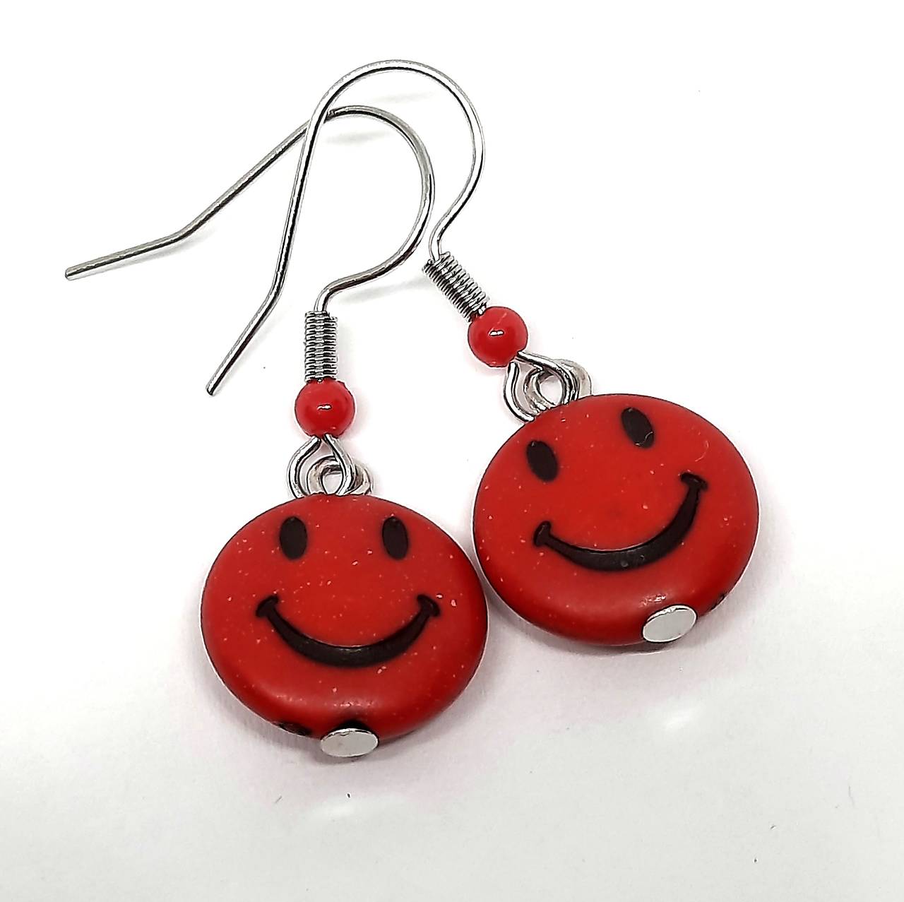 Náušnice SMAJLÍK (červená)