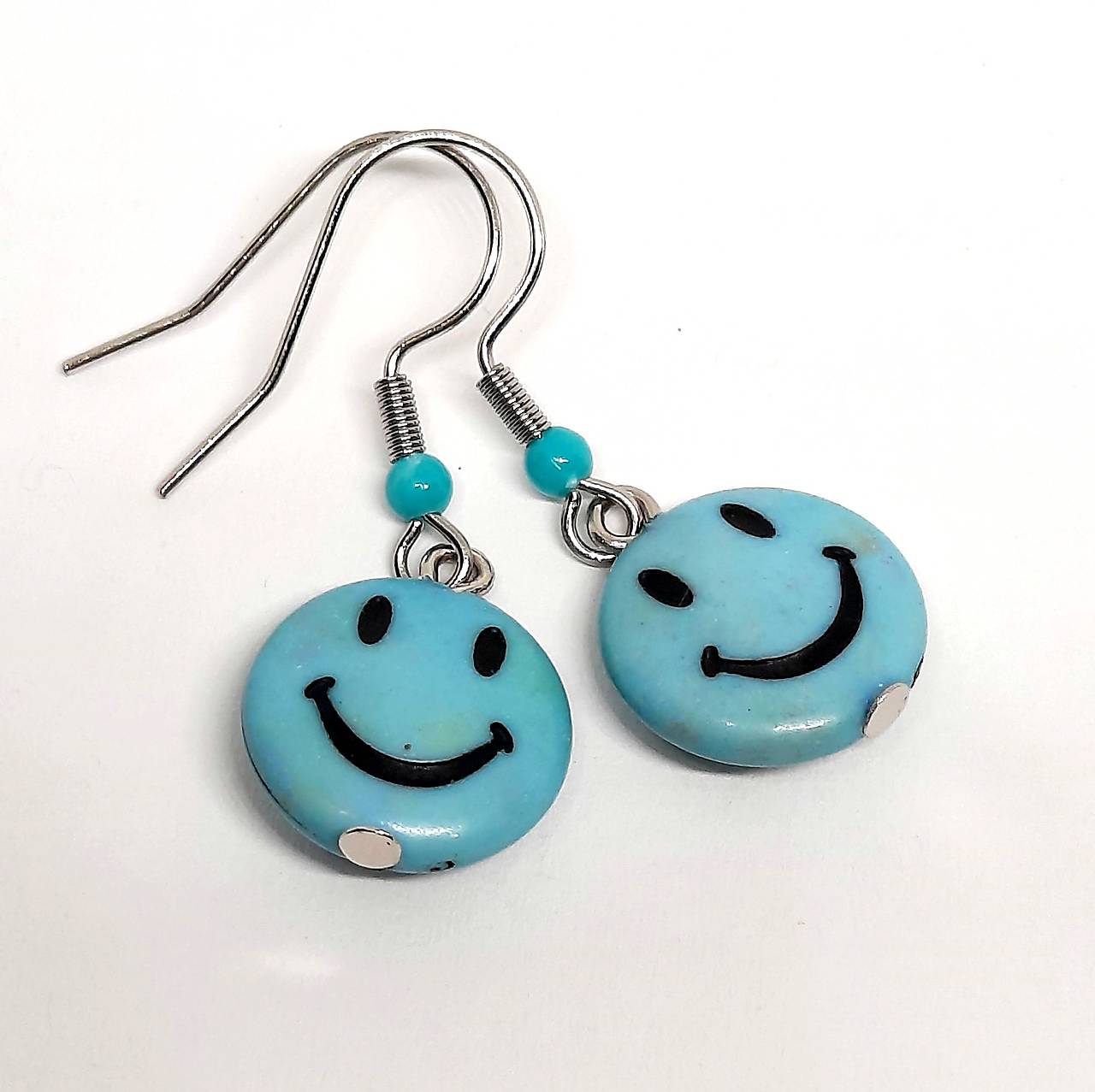 Náušnice SMAJLÍK (modrá svetlá)