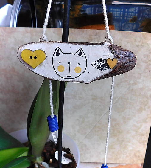 Pre zvieratá - drevená dekoračná tabuľka mačička - totálny výpredaj všetkého! - 17961321_