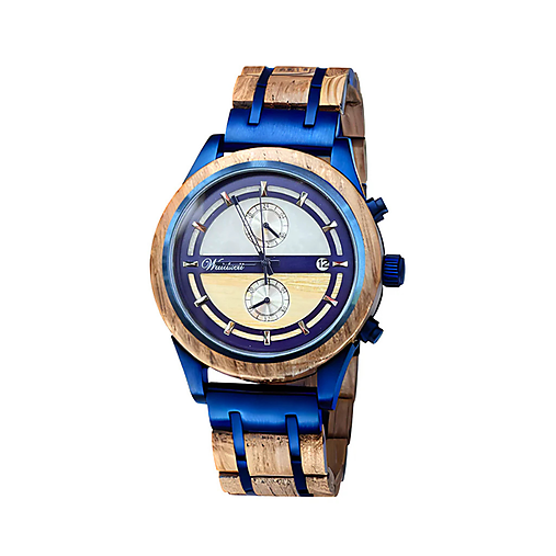 Náramky - Pánske drevené hodinky Bieruhr blau - 17963822_