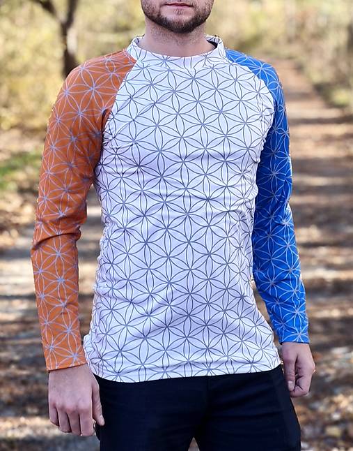 Pánske oblečenie - Fiore orange blue  - termo tričko pánske - 17962687_