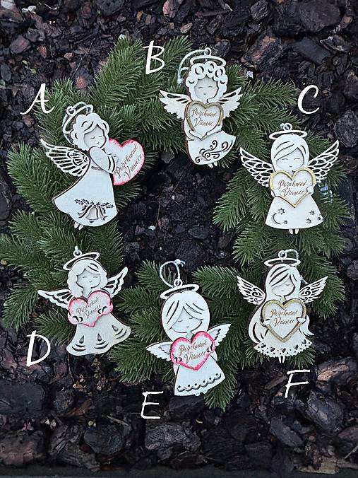 Dekorácie - Anjelik - závesná dekorácia s vlastným textom (Vzor C) - 17962808_