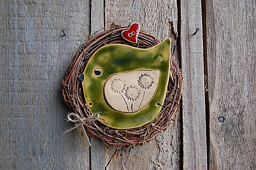 Dekorácie - Vtáčik vo venčeku 211 - 17962821_