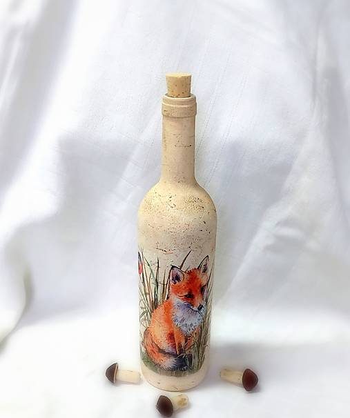 Nádoby - Fľaša s líškou  Eliškou na domácu pálenku - 17963365_